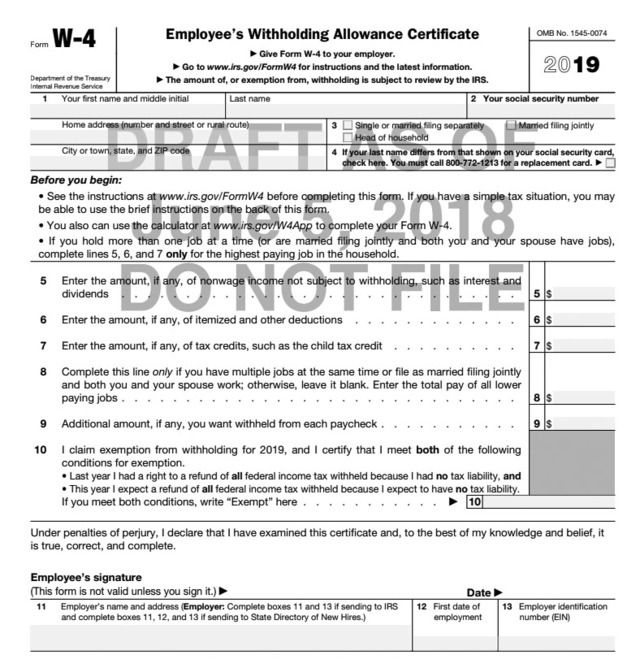 Printable W 4 Form Washington State Printable Forms Free Online